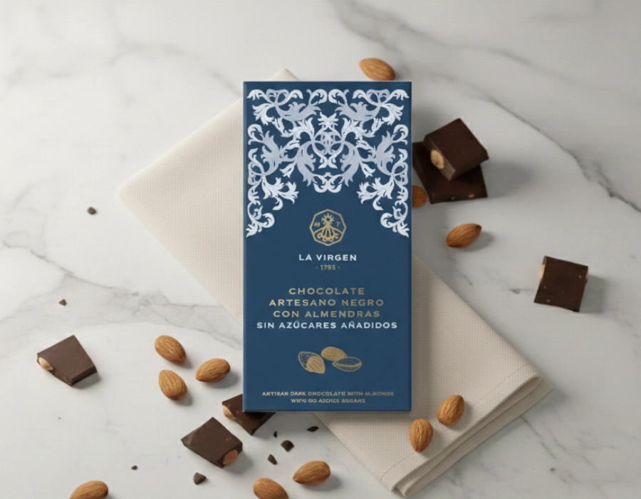 CHOCOLATES MARCOS TONDA I Sugar-free Artisan Dark Chocolate with Almonds, "La Virgen" Collection