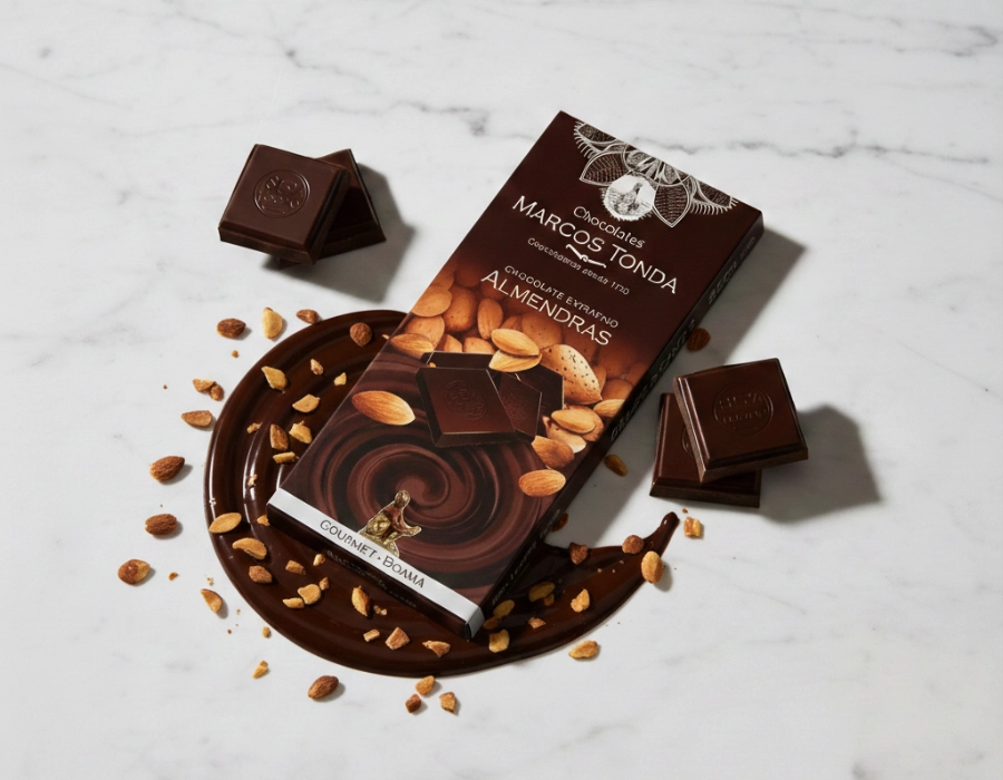 CHOCOLATES MARCOS TONDA I Gourmet dark chocolate Boama with deeply roasted almonds