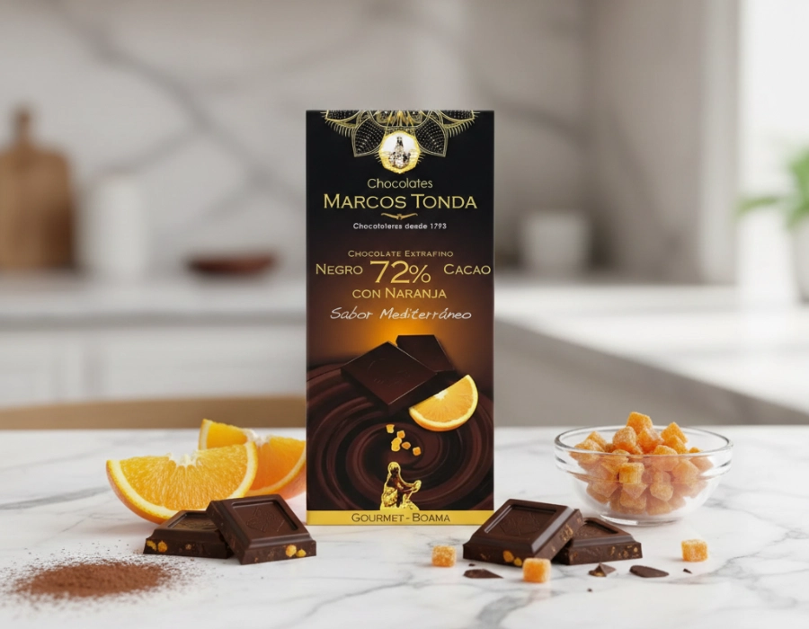 CHOCOLATES MARCOS TONDA I Gourmet dark chocolate Boama (72% cocoa) with orange