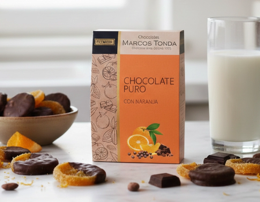 Marcos Tonda I Orange coated in dark chocolate
