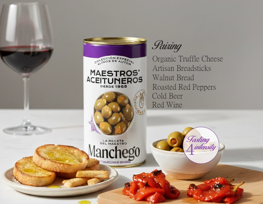 Green Olives Filled with Aubergine “Maestro Manchego”